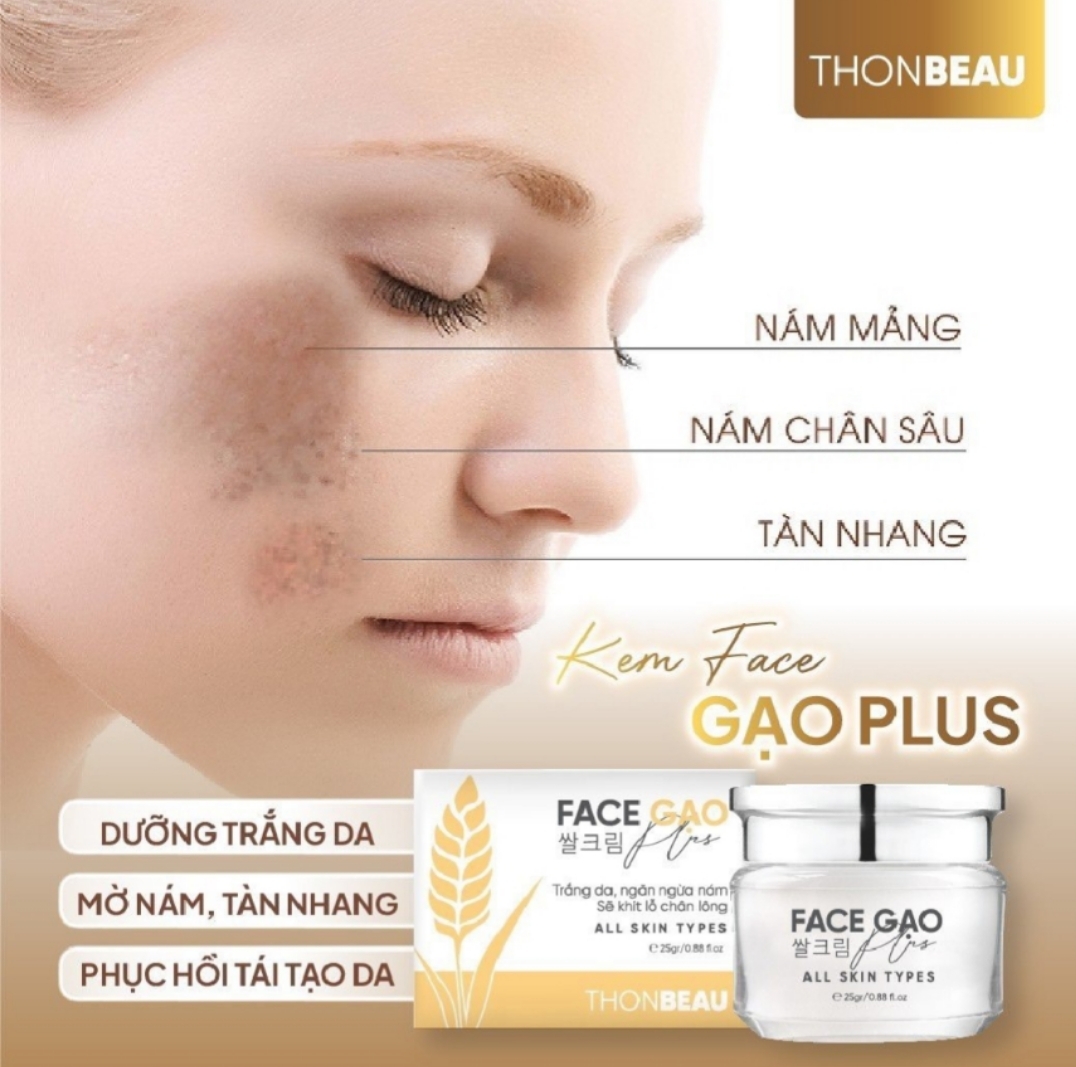 Kem face gao  (plus 15g) duong trang, giam tham sam nam