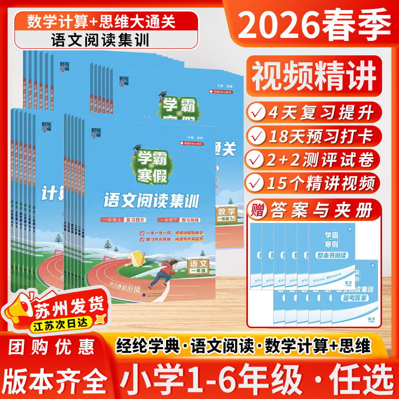 2026春学霸的寒假假衔接作业一二三四五六年级小学数学计算思维大通关语文阅读集训全套人教版苏教北师全国适用练习册复习