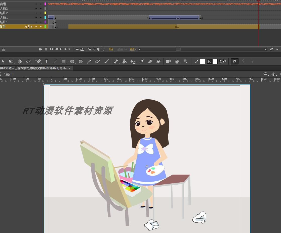 校园动画035做自己的故事100秒源文件fla格式AN可用