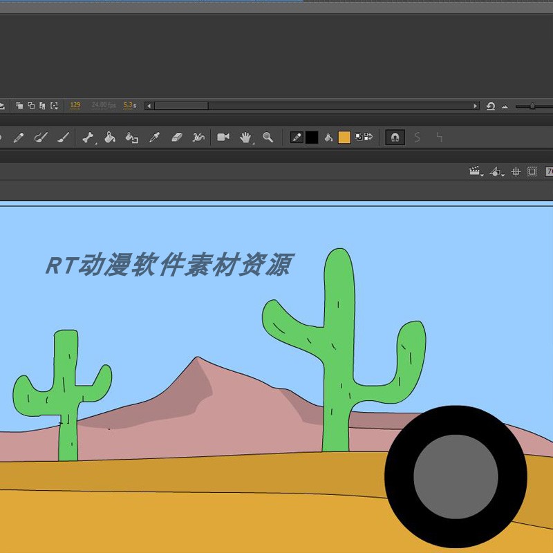 单步动画146荒漠弹跳的轮胎5秒源文件fla格式AN可用主图