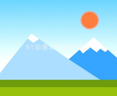 单步动画005山坡下日落效果动画AN及flash可用