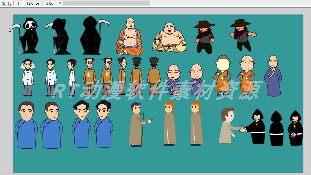 古代人物003牧师驱魔人和尚道士形象素材an及flash通用