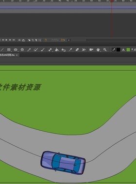 单步动画96蓝色车子引导线行驶源文件5秒fla格式AN可用