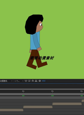 AE人物运动063AE动画源文件走路6秒AE可用