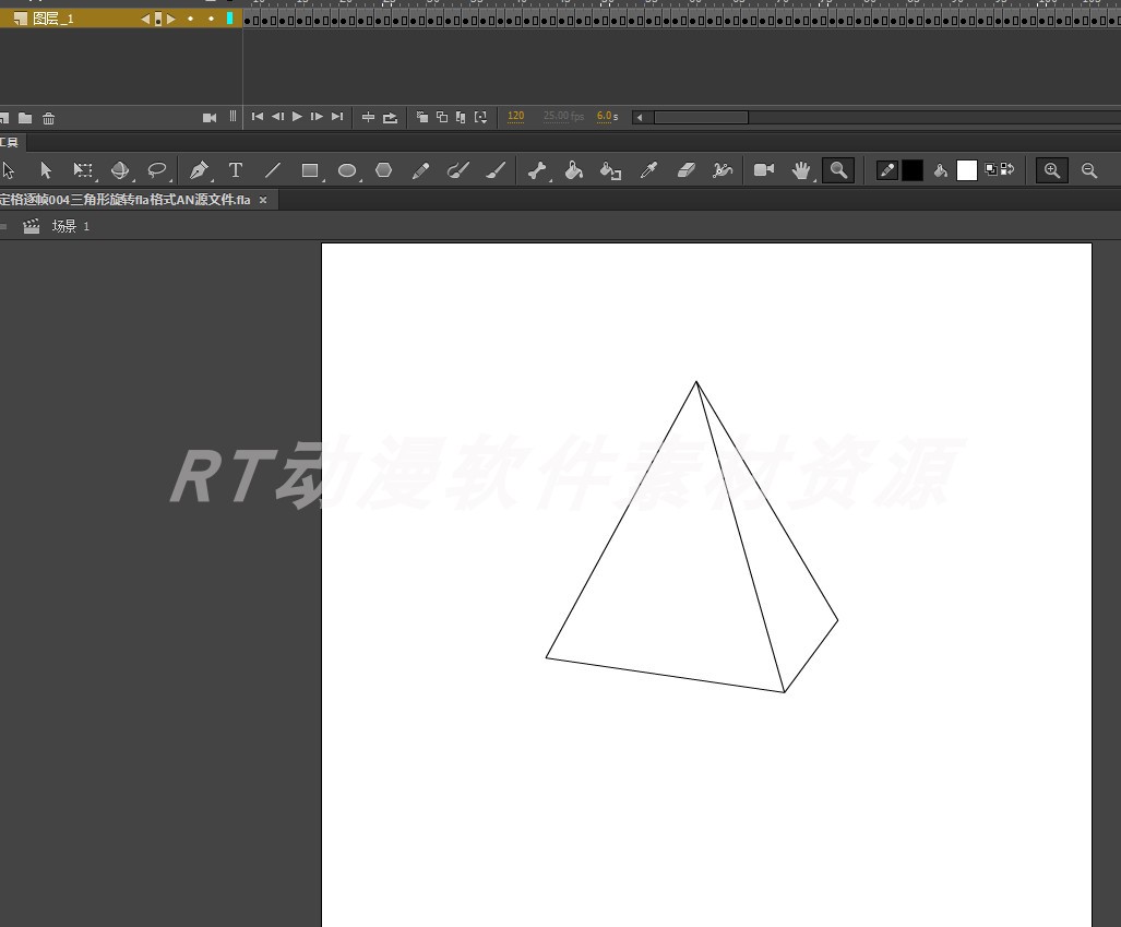 定格逐帧004三角形旋转fla格式AN源文件