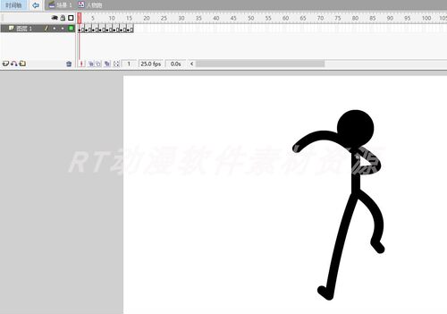 火柴人运动016正面火柴人冲过来动作源文件AN及flash可用