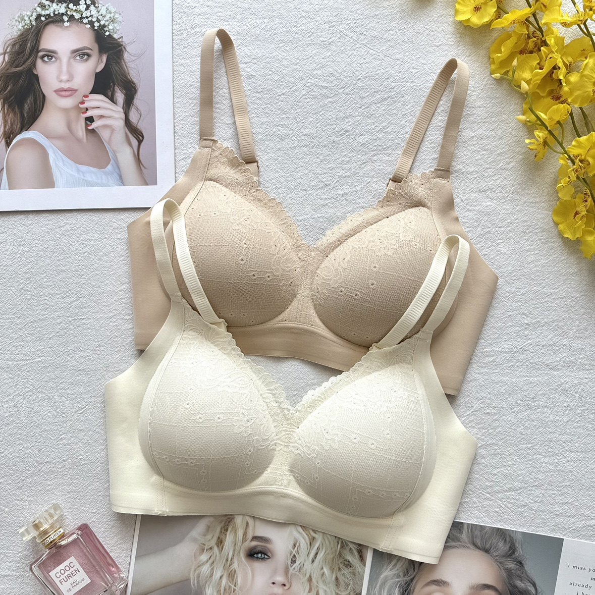 古妃无痕蕾丝提拉舒适内衣一体杯