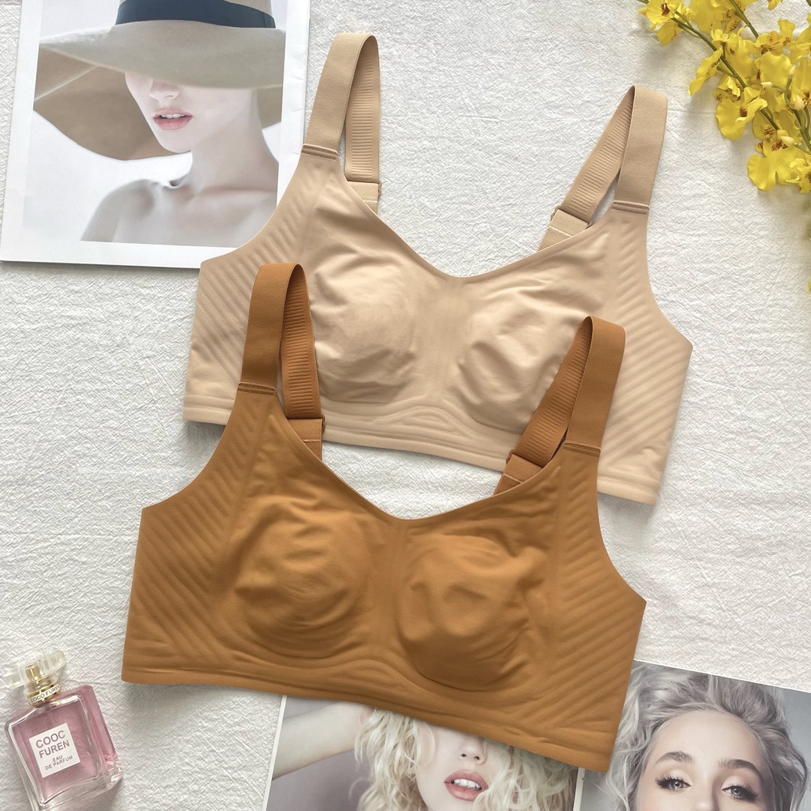 超薄兔耳朵无痕大胸显小大码内衣