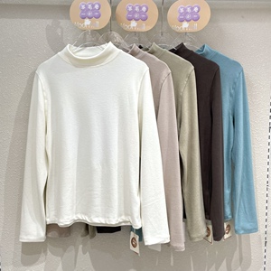 6072嘭嘭加厚羊毛卷秋冬季中领长袖保暖上衣女发热显瘦打底羊毛衫