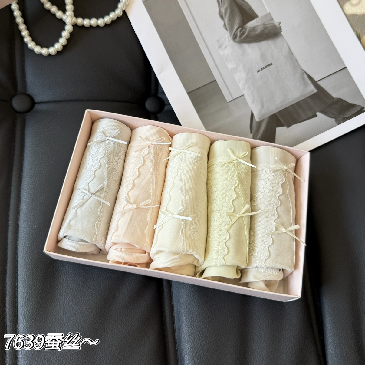 缇娅朵正品5条盒装蕾丝桑蚕丝抗菌棉裆莫代尔中腰女三角内裤头