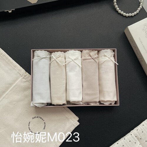 怡婉妮正品五条装莫代尔棉中腰内裤女蚕丝抗菌棉裆蕾丝花边三角裤