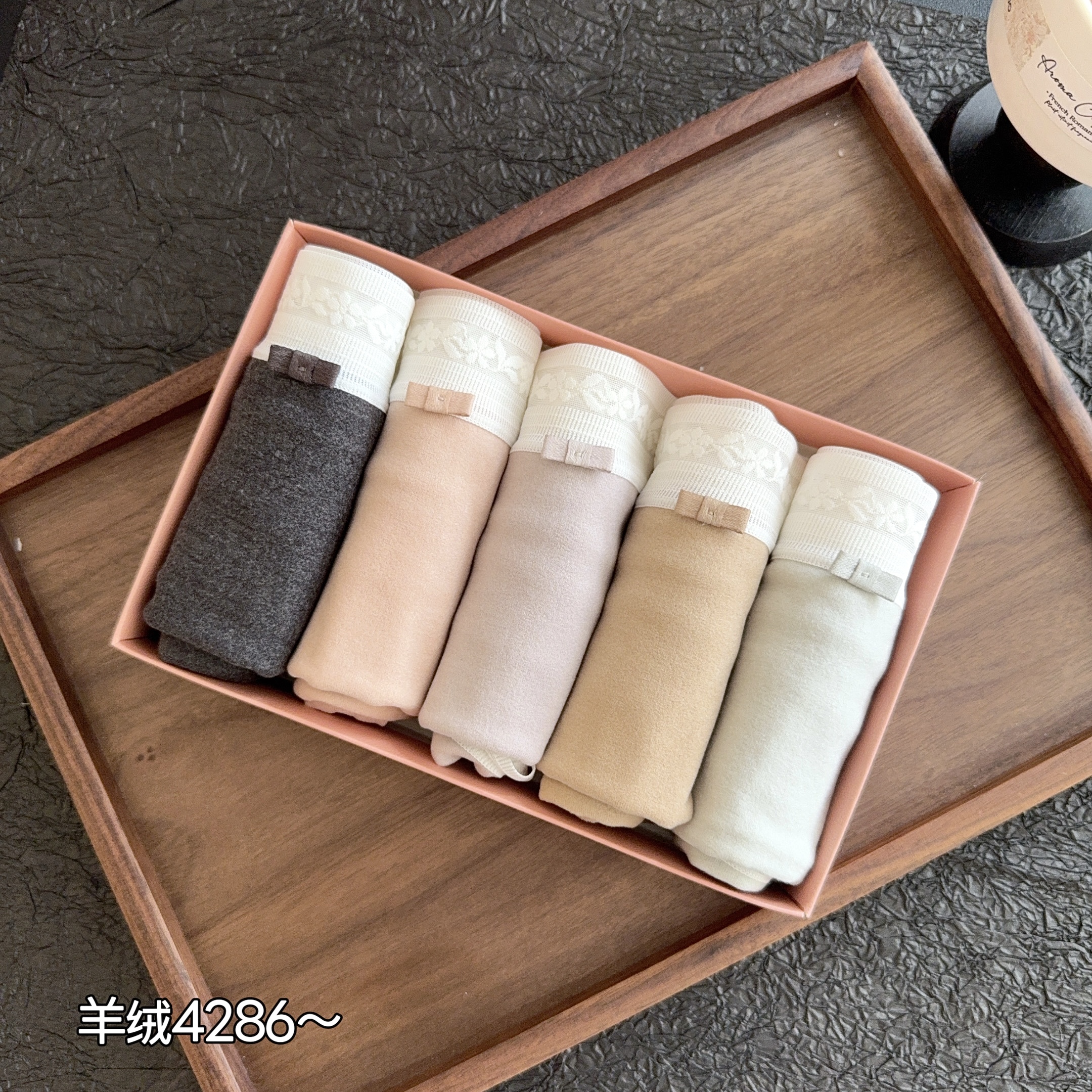 缇娅朵正品5条装磨毛羊绒蕾丝高腰蚕丝抗菌包臀大码女士三角内裤