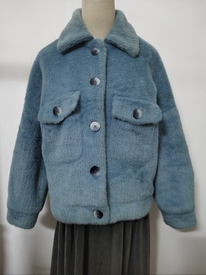 商场撤柜仿水貂皮草毛毛外套短款秋冬季加厚软糯单排扣娃娃领大衣