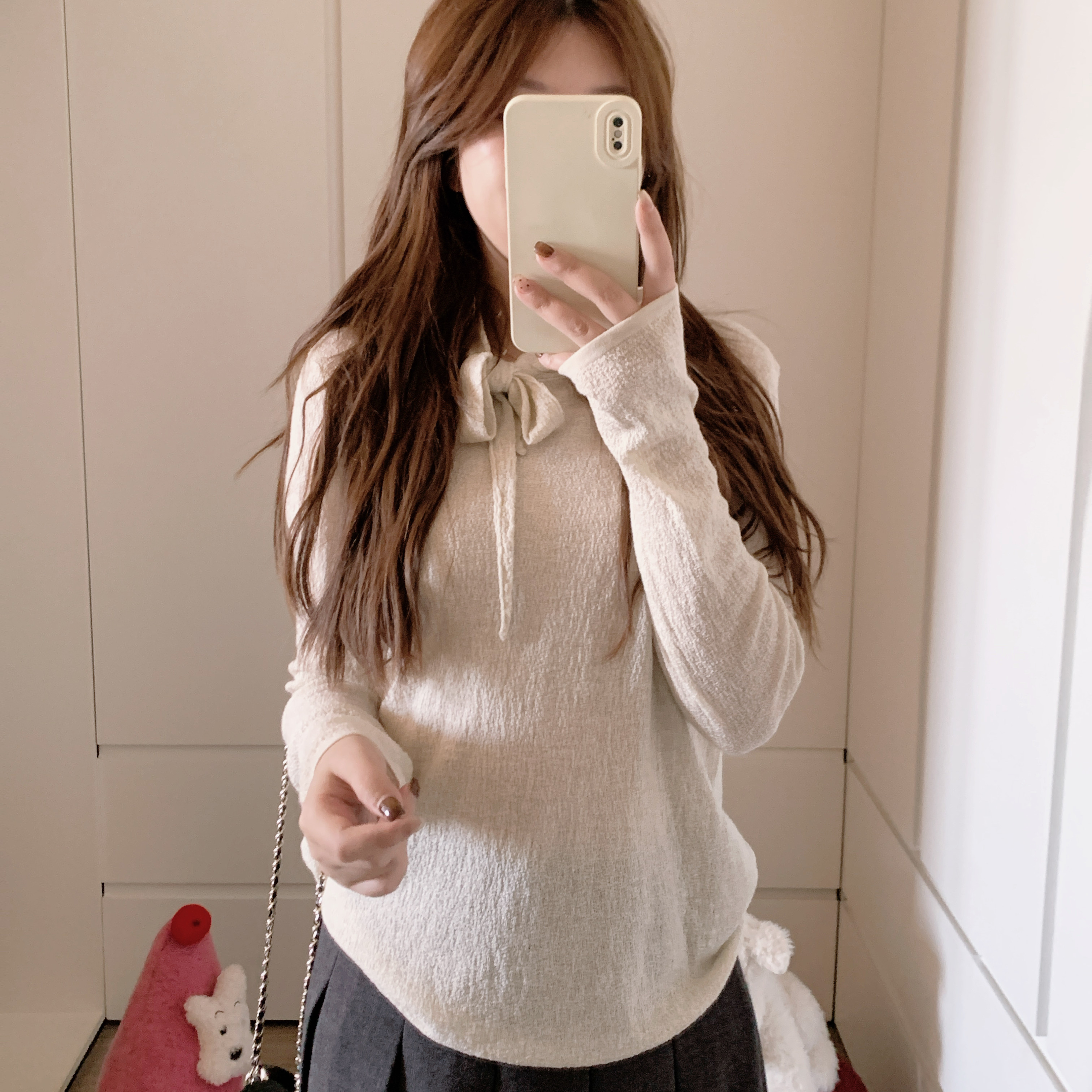 漫姐的店【温柔伴侣】设计感绑带细羊毛软糯打底衫显瘦小众上衣