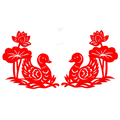 喜庆婚房鸳鸯剪纸窗花手工