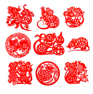 兔年春节12生肖剪纸鼠纯手工刻纸窗花图案图样中国风福字门贴成品