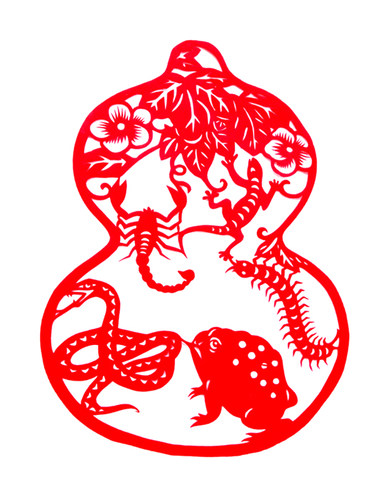 纯手工剪纸窗花葫芦图案五毒鸡貔貅老虎狮子公鸡中国风传统端午节
