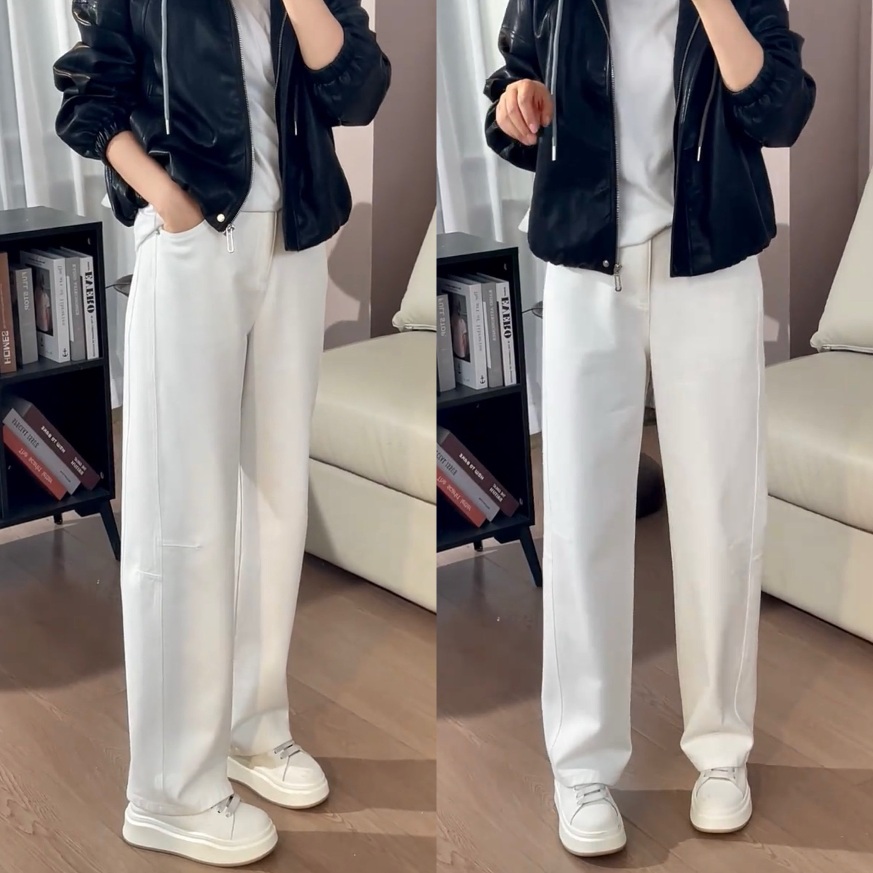 白色直筒牛仔裤女2025春夏新款高腰显瘦宽松阔腿裤子垂感大码女裤