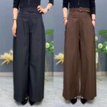 高腰阔腿裤女2026款新款A版高级感裙裤显瘦简约大码垂感棕色裤子