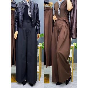 垂感妈妈休闲裤 2025秋冬新款 女气质高腰宽松大码 阔腿裤 子 棕色A版