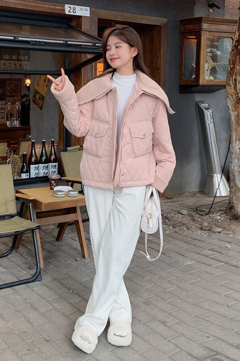 现货:冬装新款毛线大领子羽绒棉棉服2C135-2396P155K238,女装棉衣/棉服,2C135