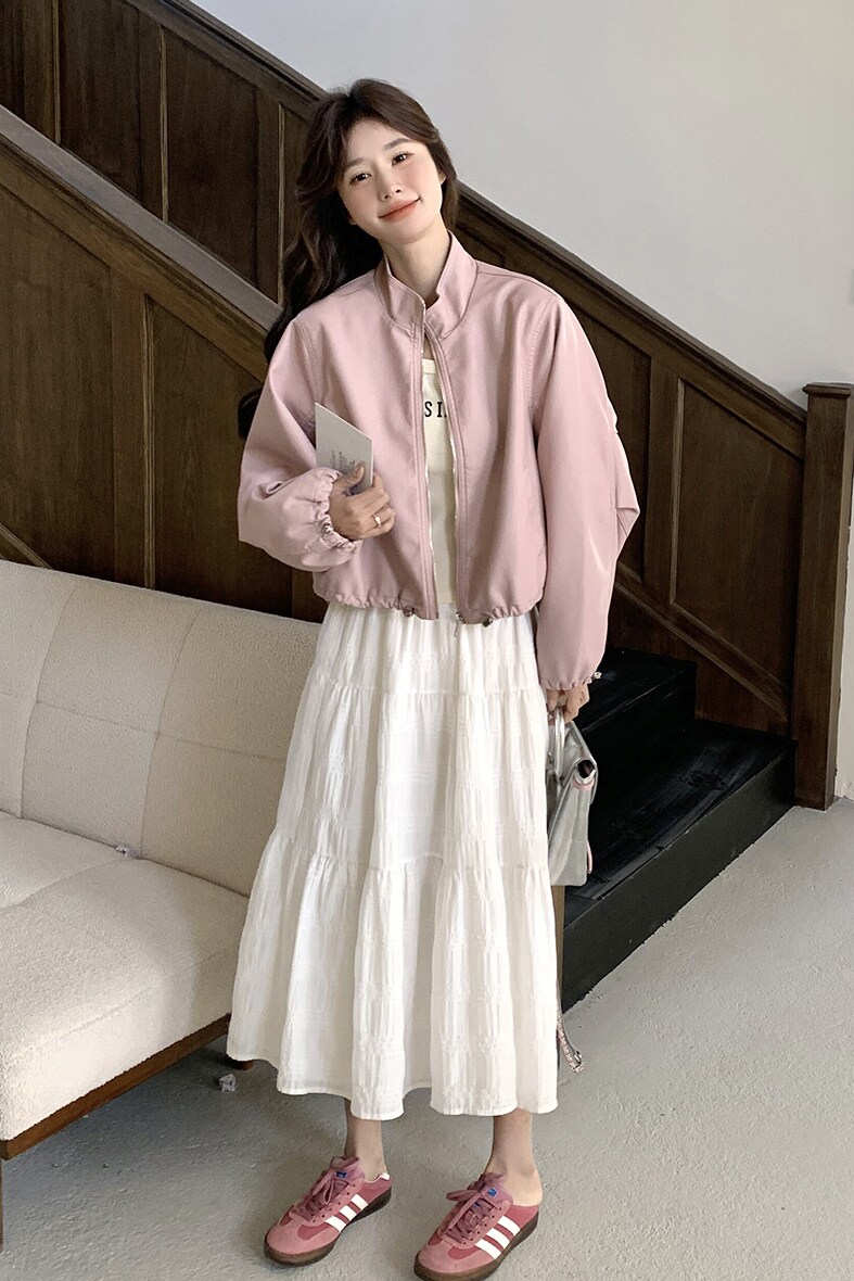 现货：春装新款时尚潮流休闲立领皮衣外套2C135-6872P145K228,女装短外套,2C135