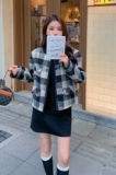 现货：秋冬新款时尚百搭格子毛呢小香风外套2C135-2387P155K228，女装毛呢外套，2C135