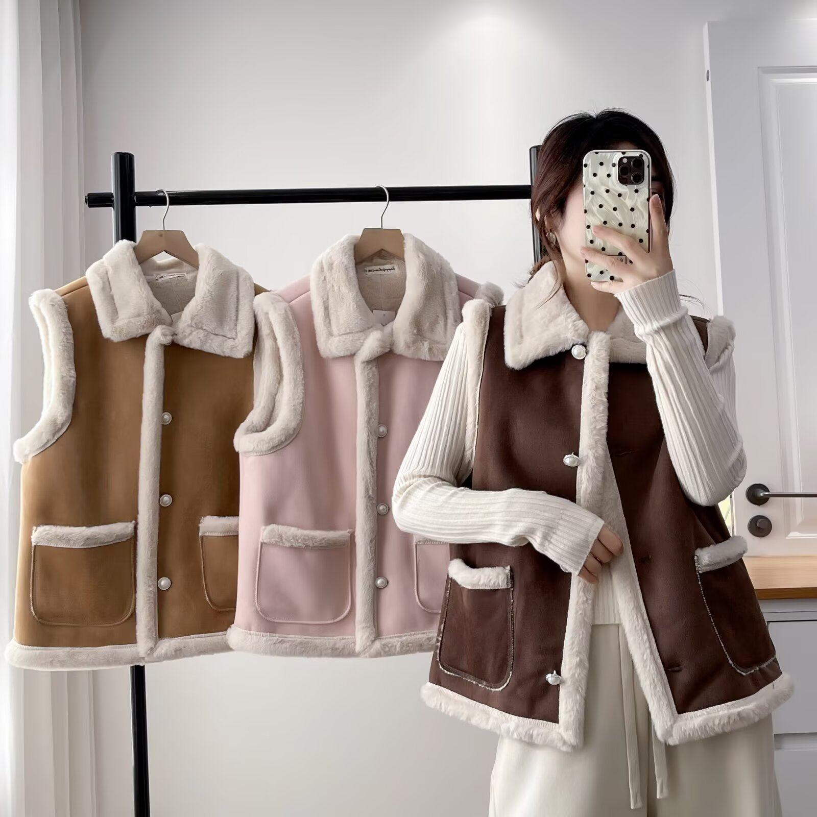 2026冬季新款大码女装外套200斤胖MM时尚百搭纯色洋气拼接马甲