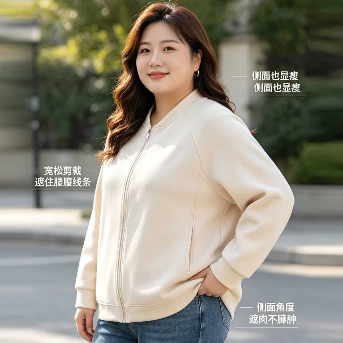 妈妈装春秋新款棒球领拉链夹克外套宽松显瘦百搭休闲胖妹妹上衣女