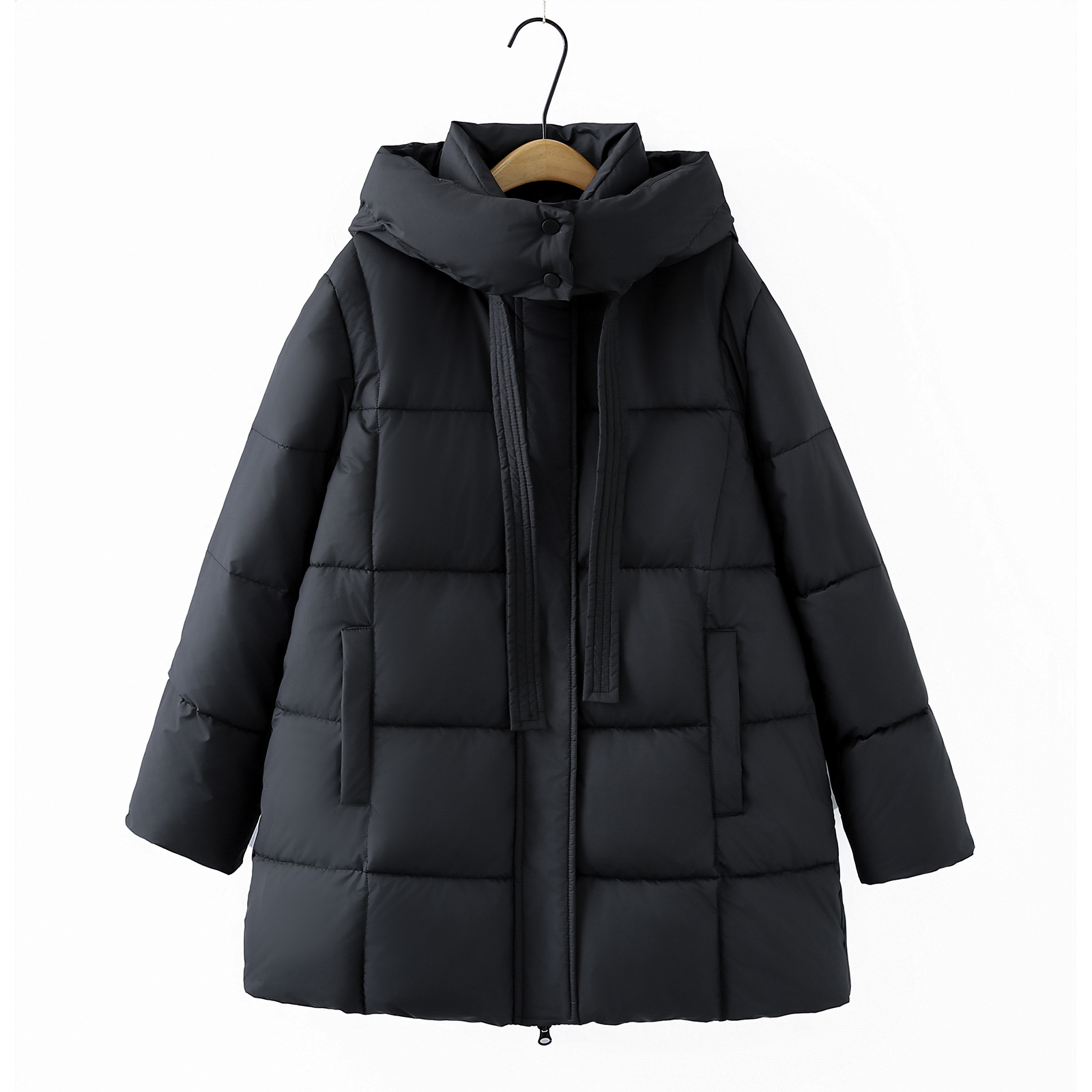 中长款模板机帽子可脱棉衣