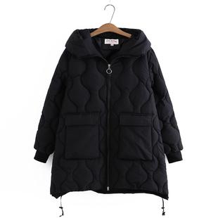 冬款大码女韩版中长款A版羽绒棉服外套220斤胖MM加厚显瘦休闲棉衣