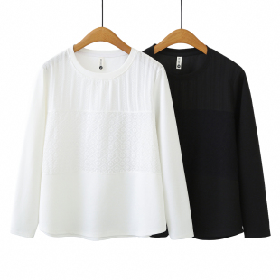 百搭蕾丝拼接百搭法式 大码 2026长袖 200斤胖MM初春新款 上衣 女装