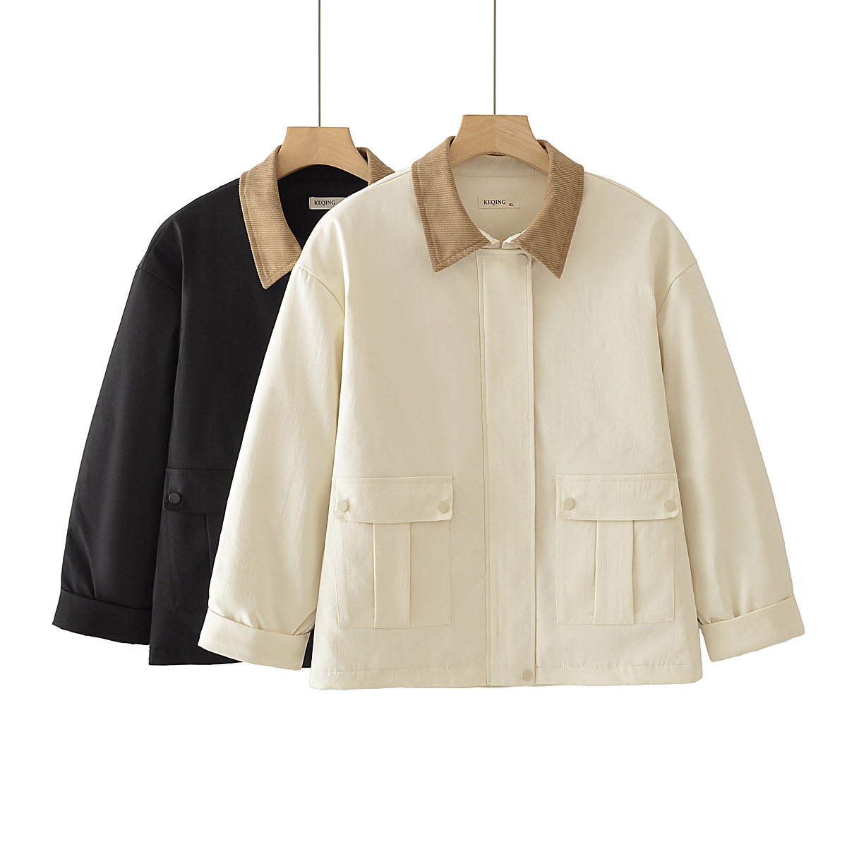 大码女装200斤胖MM秋冬新款外套百搭轻薄正肩显瘦撞色拼接小棉衣