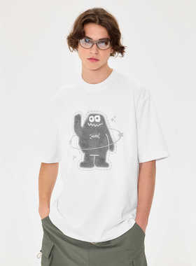 SAMESAME24SS长绒兔毛刺绣设计圆领短袖T恤潮流青少年基础半袖衫