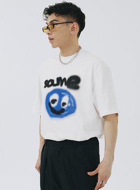 SAMESAME小泪珠印花短袖t恤男潮牌宽松休闲百搭小领口圆领情侣装