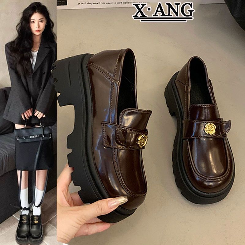 松糕厚底增高乐福鞋女鞋2025春季新款英伦风小皮鞋真皮玛丽珍单鞋