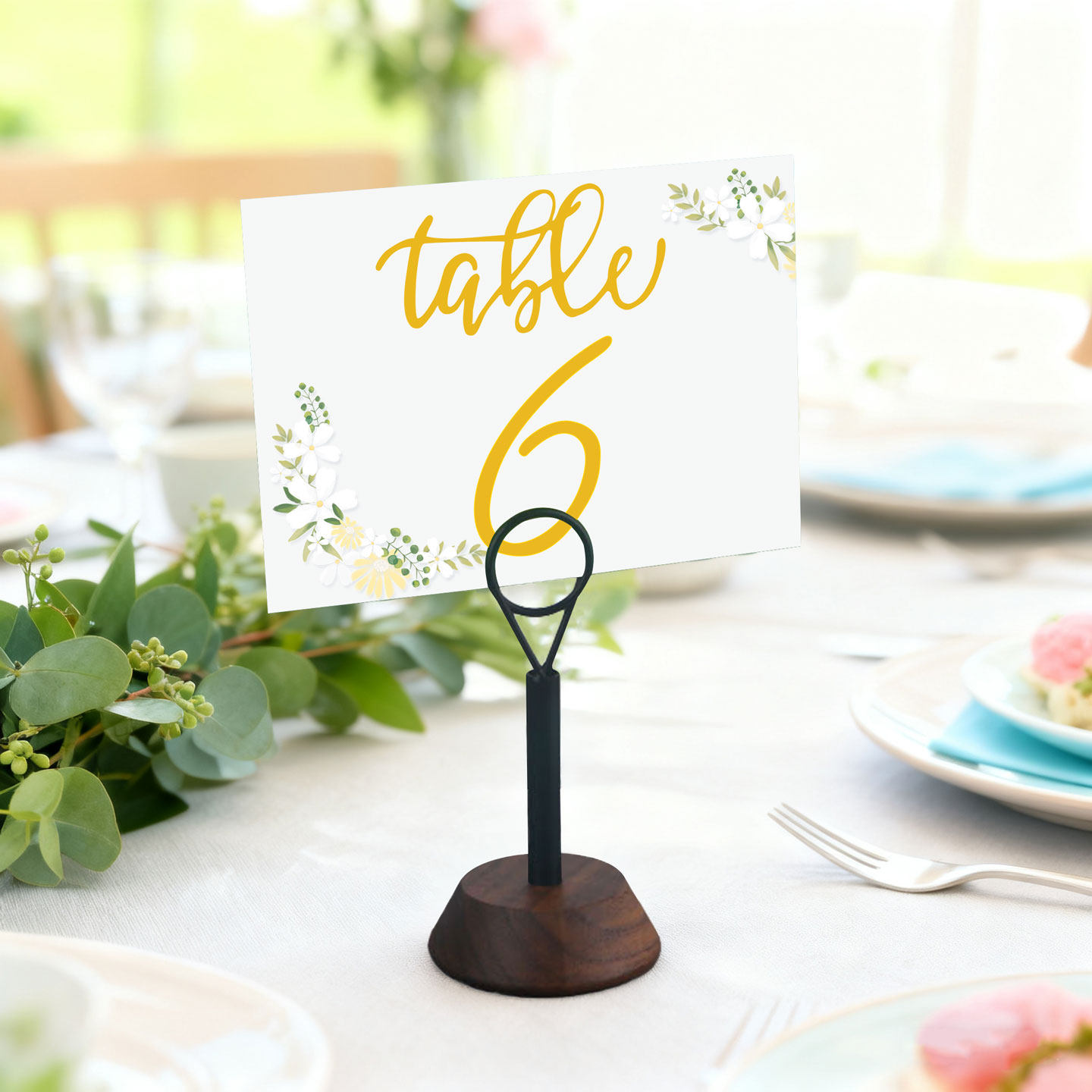 桌面黑胡桃木留言夹便签婚礼桌号牌架餐厅聚会标识指引牌架装饰品