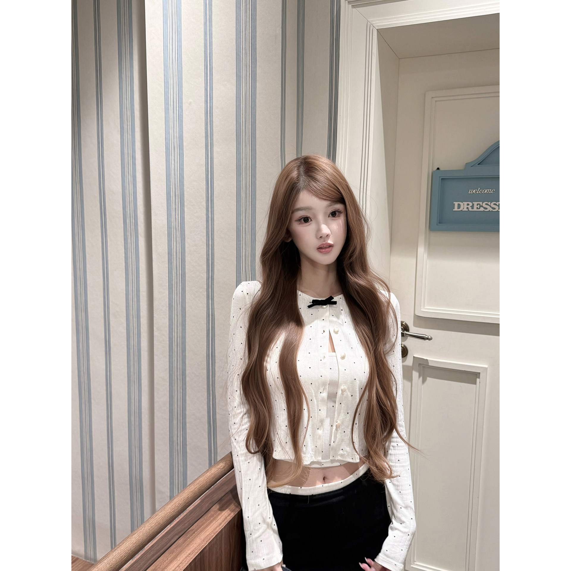 JOEY“梦幻套组” 波点蝴蝶结开衫今年流行漂亮的短款上衣外套女,女装/女士精品,短外套,淘宝优惠券,粉丝福利购,淘宝优惠卷