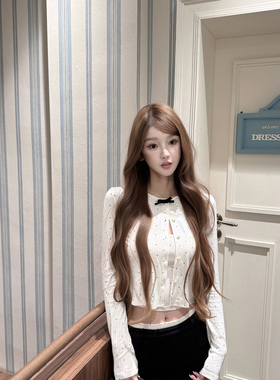 JOEY“梦幻套组” 波点蝴蝶结开衫今年流行漂亮的短款上衣外套女