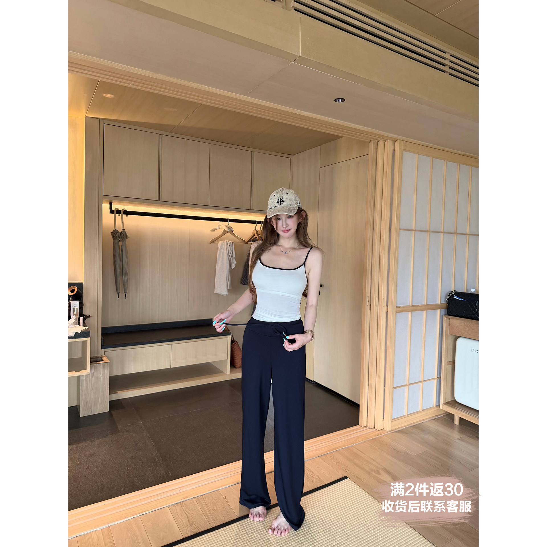 Joey【冰皮裤子】五色小个子都美好的版型垂垂抽绳松弛感直筒裤女