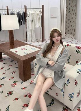 Joeys 品牌原创*双色毛呢斗篷外套秋冬季高级感灰色双面羊绒大衣