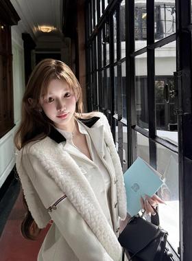 Joeys 品牌原创*白圣诞小香风冬天千金穿搭秋冬季短款毛呢外套女