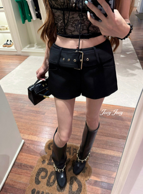 JOEY 高分万能短裤/推荐 黑白色休闲裤皮带西装短裤四季款裤子女