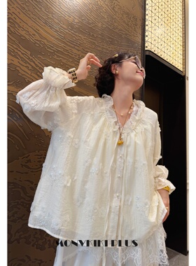 魔女MoNvKiKi「蒲公英的约定」微胖大码天丝刺绣蕾丝T恤#A155