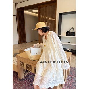 MoNvKiKiPlus10「清寂」大码微胖蕾丝设计款花边上衣裙#Y13