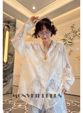 魔女MoNvKiKi「偏爱」微胖大码提花法式仙女蕾丝上衣衬衫#2150A