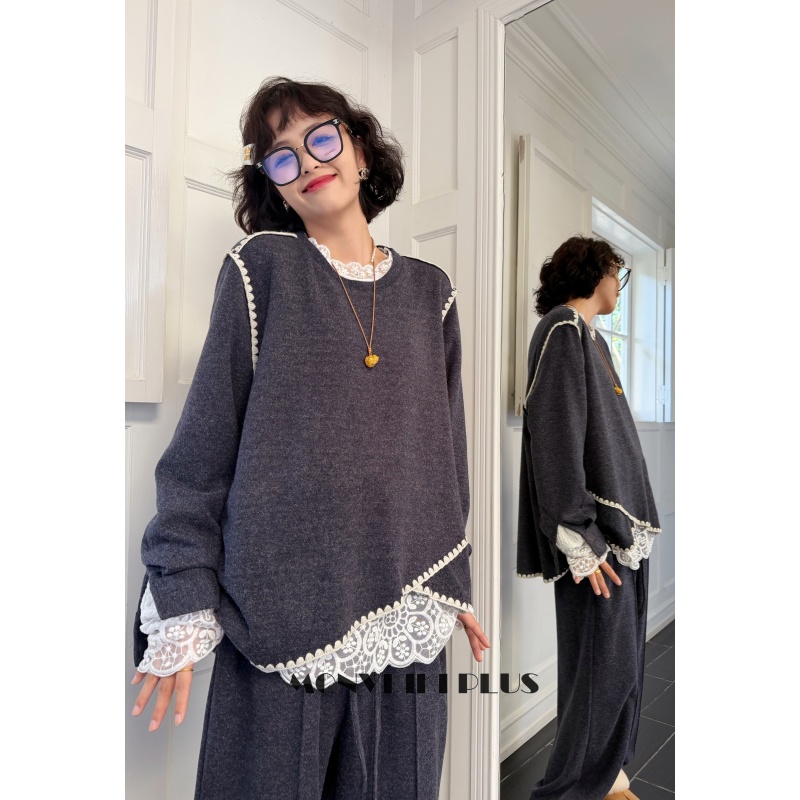 大码微胖结构设计贝壳绣上衣