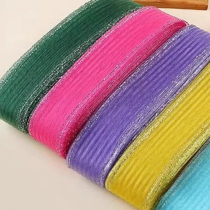 波浪6.5公分弹性网带彩色鱼骨网DIY材料头饰发饰加硬纱网