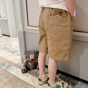 日韩风小众高端亲子童装 百搭休闲中裤 宝 五分裤 可爱小熊头阔腿短裤