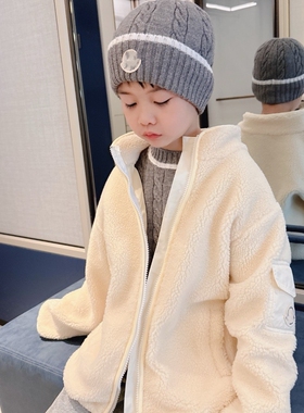 今今家童装男女童羊羔绒外套2025新款儿童冬季保暖拉链冬装上衣潮